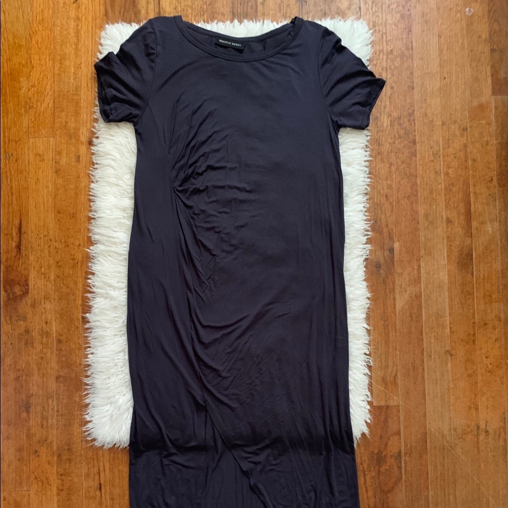 Split front, short sleeve maxi dress